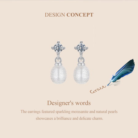 Cercei argint cu perle naturale si Moissanit [7]