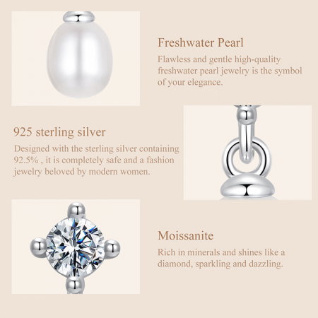 Cercei argint cu perle naturale si Moissanit [10]