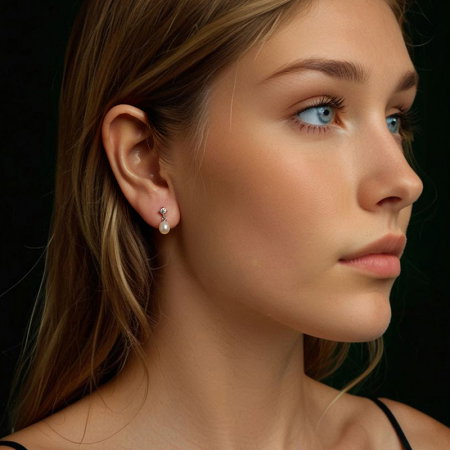 Cercei argint cu perle naturale si Moissanit [6]