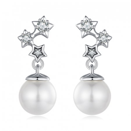 Cercei argint cu perle si zirconii