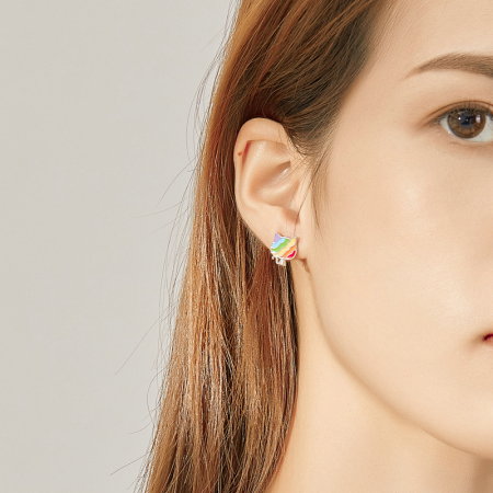 Cercei argint cu pisicute si curcubeu [6]