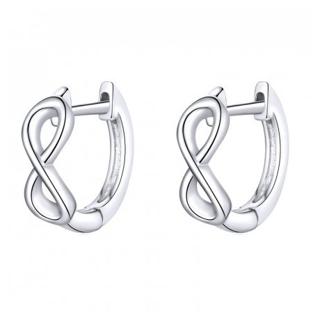 Cercei argint cu simbolul infinitului placati cu rodiu