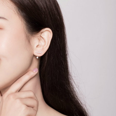 Cercei argint cu steluta si cristale [2]