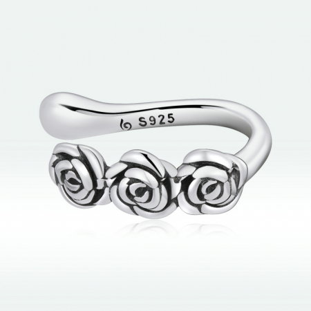Cercel argint ear cuff cu trandafiri, pe ureche [8]