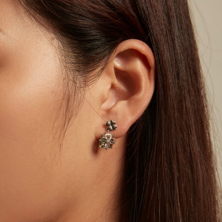 Cercei argint cu trifoi cu patru foi si cristale [2]