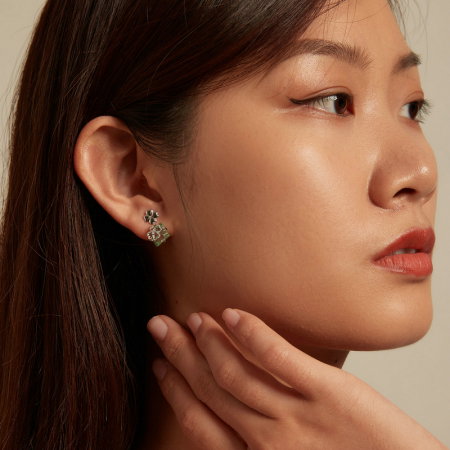 Cercei argint cu trifoi cu patru foi si cristale [6]