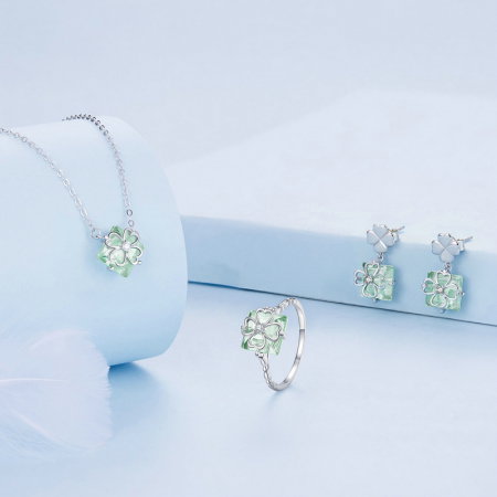 Cercei argint cu trifoi cu patru foi si cristale [9]