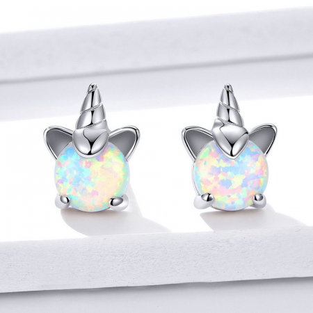 Cercei argint cu unicorn si opal [4]
