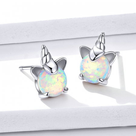 Cercei argint cu unicorn si opal [1]