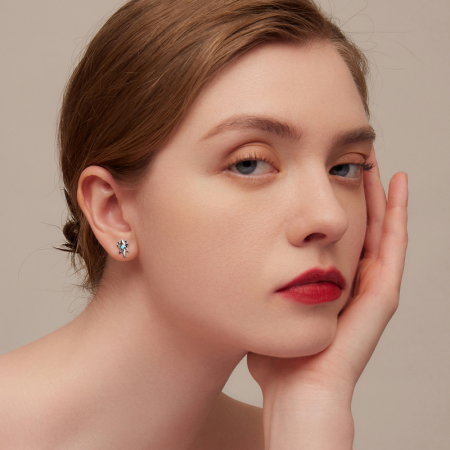 Cercei argint cu zirconii albastre [6]