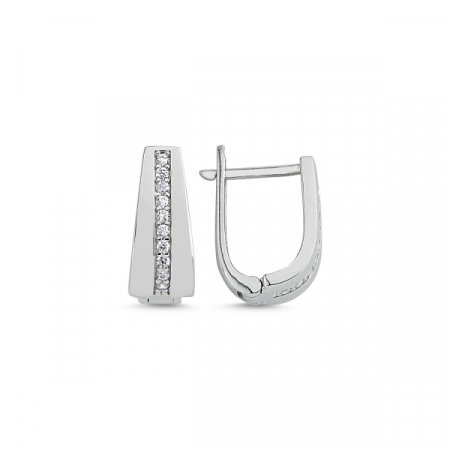 Cercei argint cu zirconii albe placat cu rodiu - ETU0113 [0]