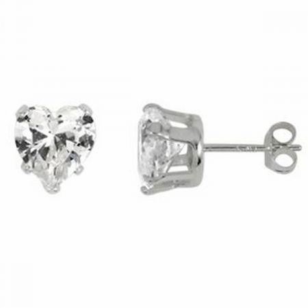 Cercei argint cu zirconii inima de 7 mm