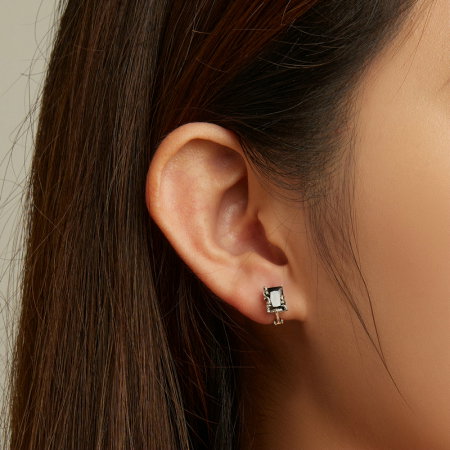 Cercei argint cu zirconii negre [3]