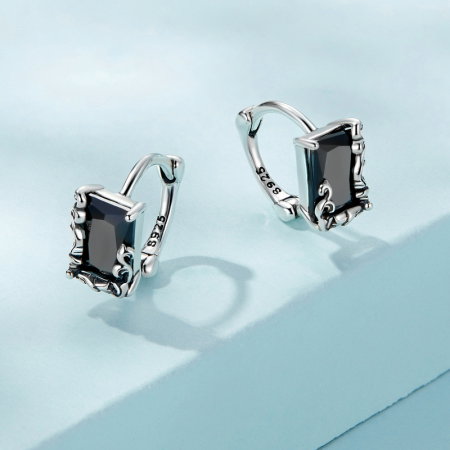 Cercei argint cu zirconii negre [6]