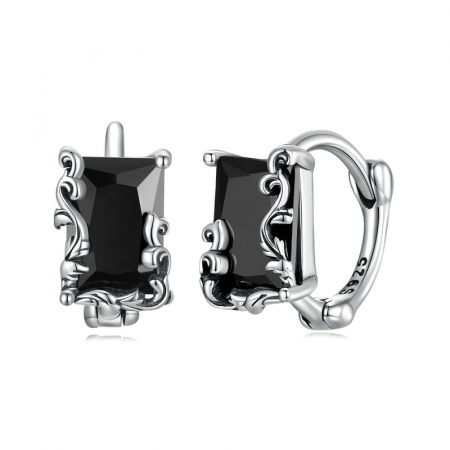 Cercei argint cu zirconii negre