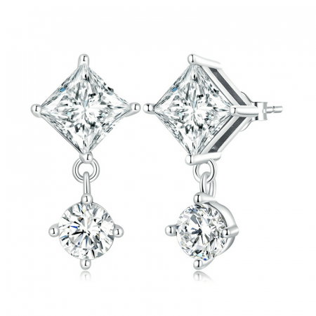 Cercei argint cu zirconii pendulare