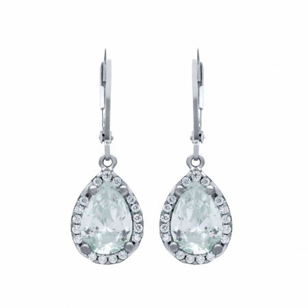 Cercei argint cu zirconii picatura, placati cu rodiu [1]