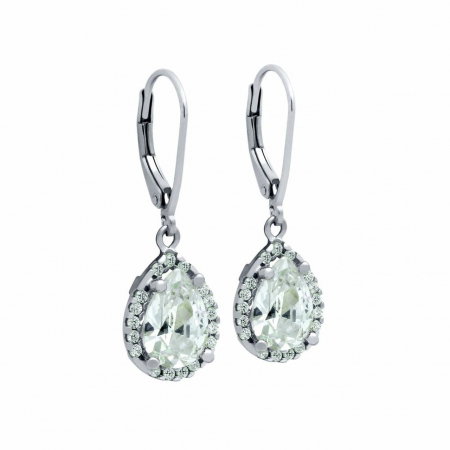 Cercei argint cu zirconii picatura, placati cu rodiu [0]