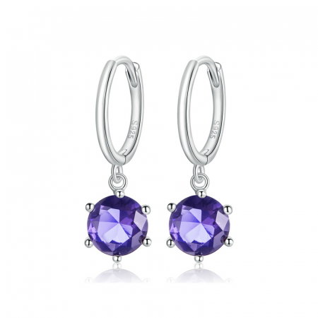 Cercei argint cu zirconii rotunde