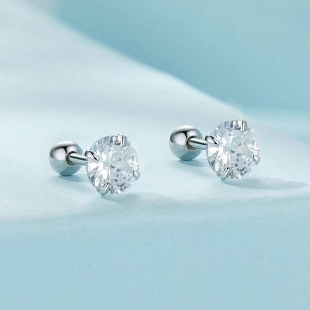 Cercei argint cu zirconiu 5 mm [2]