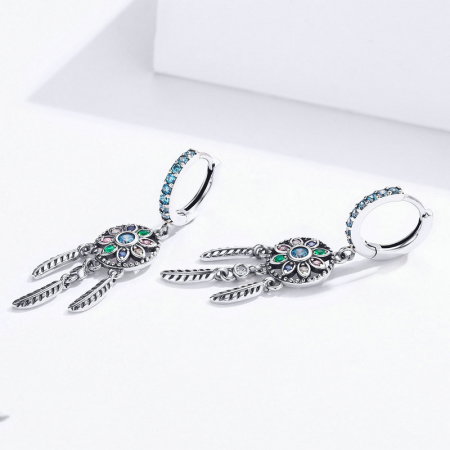 Cercei argint Dreamcatcher cu zirconii multicolore [4]