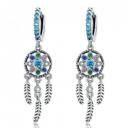 Cercei argint Dreamcatcher cu zirconii multicolore [0]