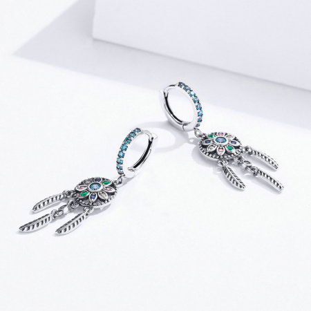 Cercei argint Dreamcatcher cu zirconii multicolore [3]