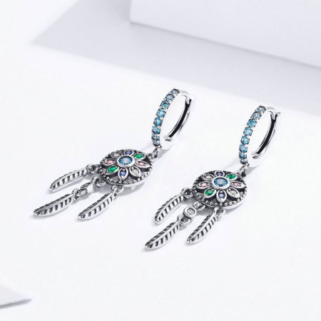 Cercei argint Dreamcatcher cu zirconii multicolore [2]