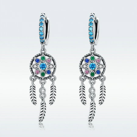 Cercei argint Dreamcatcher cu zirconii multicolore [1]