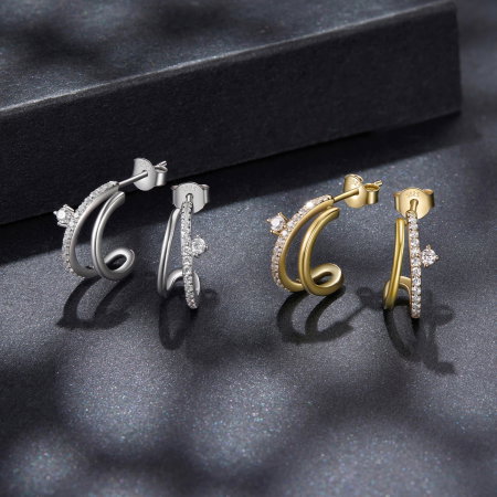 Cercei argint dubli cu Moissanit si Zirconii [12]