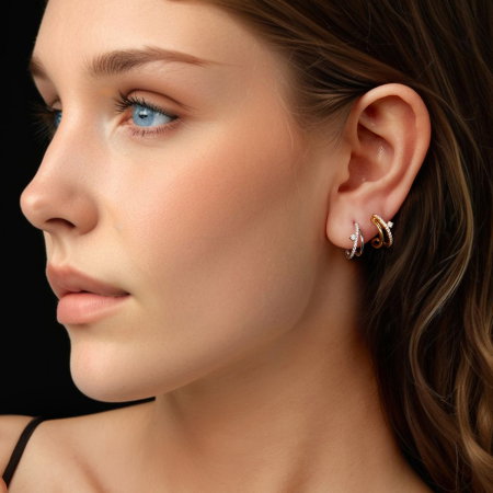 Cercei argint dubli cu Moissanit si Zirconii [11]