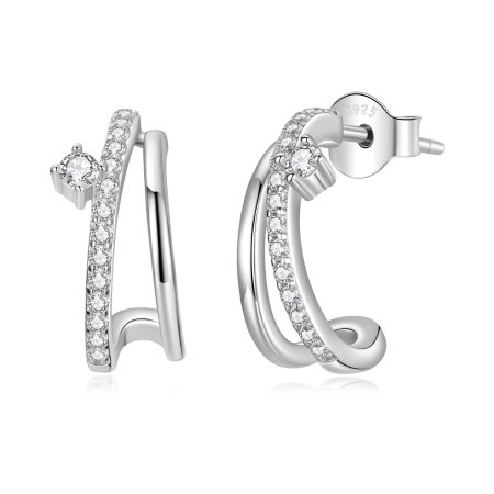 Cercei argint dubli cu Moissanit si Zirconii