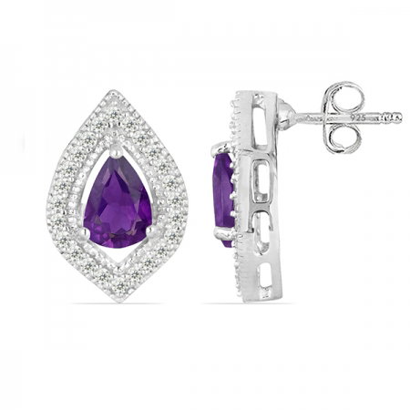 Cercei argint Eleanor, 925, cu ametist african si zirconiu alb - EVA0048 [1]