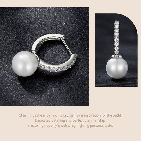 Cercei argint eleganti cu perle si Moissanit [13]