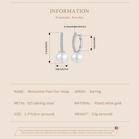 Cercei argint eleganti cu perle si Moissanit [10]