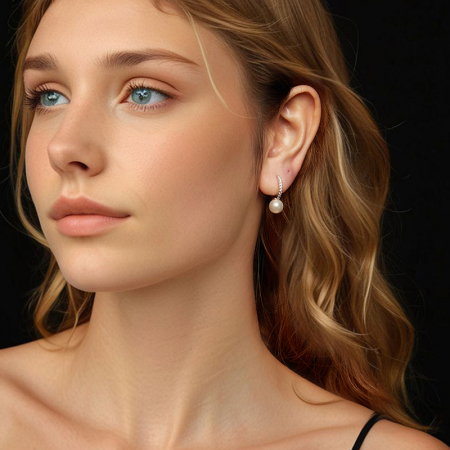 Cercei argint eleganti cu perle si Moissanit [3]