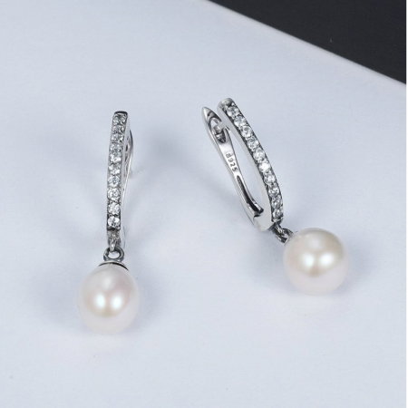 Cercei argint eleganti cu perle naturale si zirconii [2]