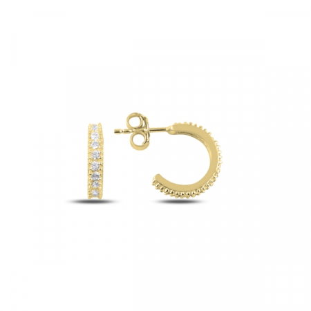 Cercei argint Eternity placati cu aur galben 8,5 mm, cu zirconii albe - ETU0154 [0]