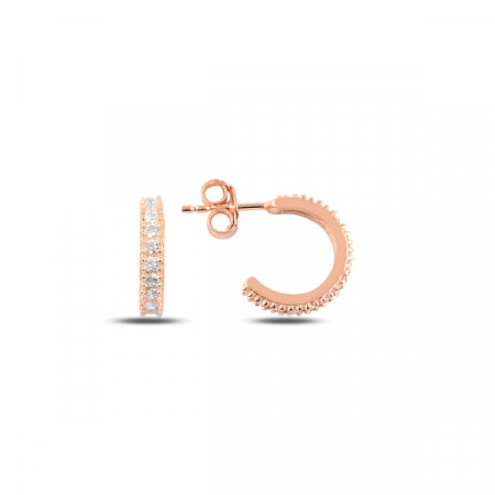 Cercei argint Eternity placati cu aur roz 8,5 mm, cu zirconii albe - ETU0155 [0]