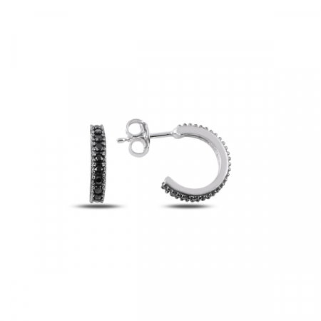 Cercei argint Eternity placati cu rodiu, cu zirconii negre - ETU0156 [0]