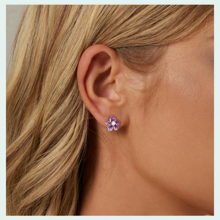 Cercei argint floare mov [11]
