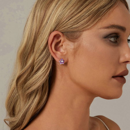 Cercei argint floare mov [1]