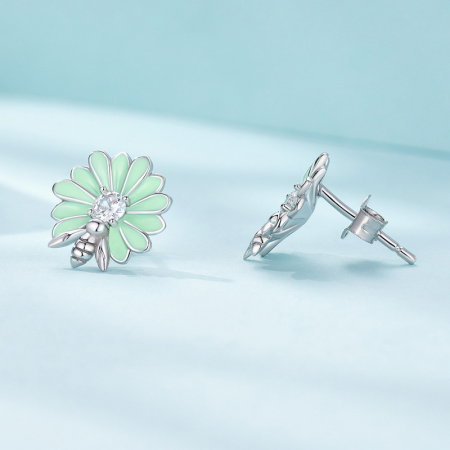 Cercei argint floare si albinuta [4]