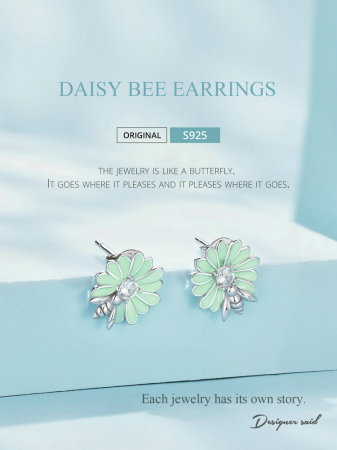 Cercei argint floare si albinuta [9]