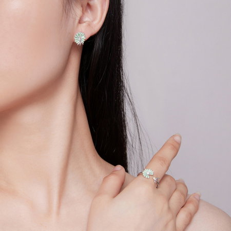 Cercei argint floare si albinuta [3]