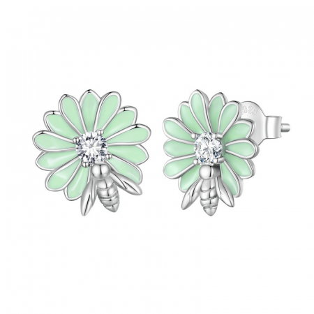 Cercei argint floare si albinuta