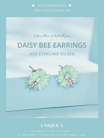 Cercei argint floare si albinuta [15]