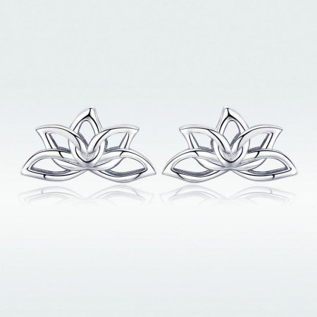 Cercei argint flore de lotus placati cu rodiu [1]