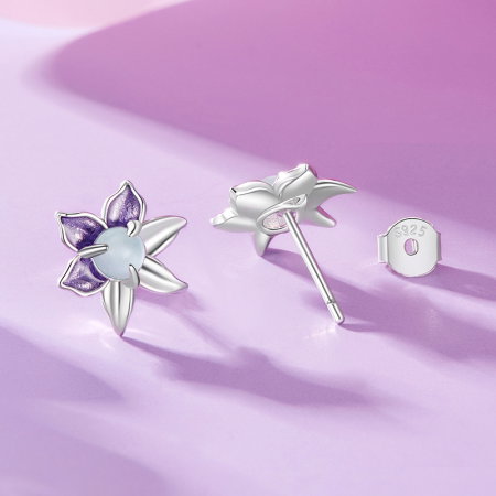 Cercei argint flori mov [2]