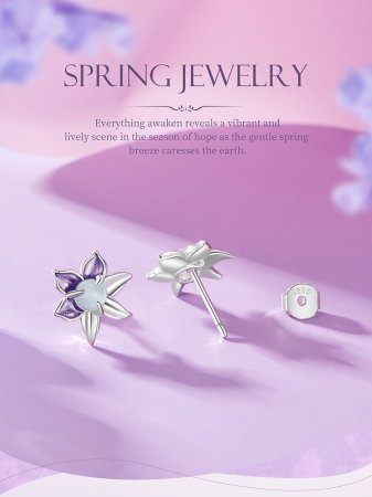 Cercei argint flori mov [14]